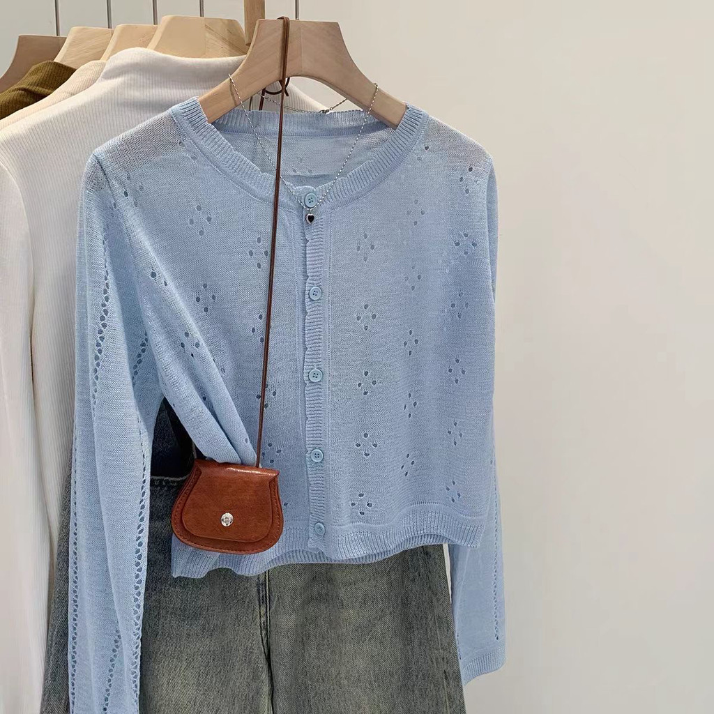 Áo Len Ngắn Chống Nắng Phong Cách Mới Slim Fit Cho Nữ - Màu Xanh Dương