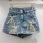 Váy Denim Cao Cấp màu Xanh Retro cho Mùa Hè, Thiết Kế Ren-Up và Cổ Chữ A