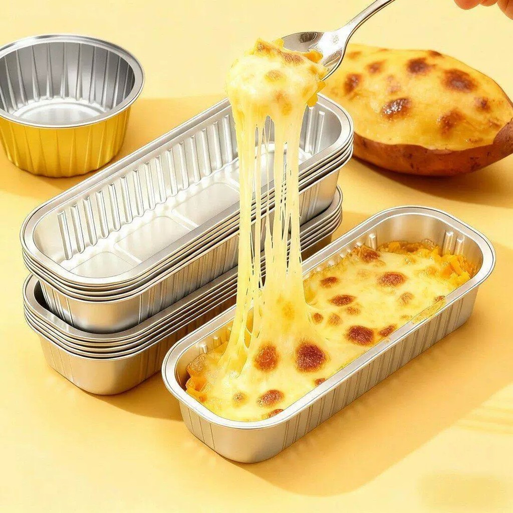 10 / 20 Chiếc Nồi Chiên Không Khí Đặc Biệt Nhôm Lá Hộp Hình Chữ Nhật Dùng Một Lần Khay Thiếc Lò Nướng Khuôn Nấu Ăn
