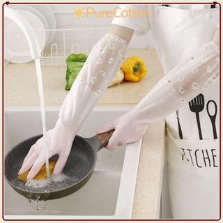 [Còn hàng] Găng tay rửa chén PURECOTTON0 Máy chà sàn gia dụng dày chống thấm nước bằng silicon
