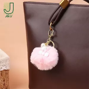 Hoạt Hình Lông Thỏ Bóng Móc Khóa Mềm Mại Dễ Thương Lông Thỏ Búp Bê Túi Quyến Rũ Động Vật Xe Móc Khóa Túi Đồ Trang Trí