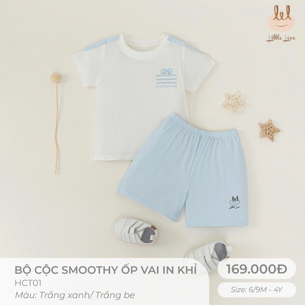 Bộ cộc tay chất vải sợi tre kháng khuẩn [ mềm, mát, mỏng, co dãn & thấm hút tốt]  dành cho bé từ 6m-4y  (HCT01)