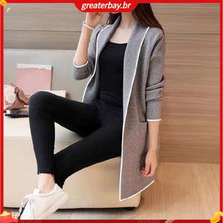 Áo khoác Cardigan dài vừa phải nữ mùa thu đông, có túi, giữ ấm, phong cách hợp thời trang Đông Nam Á