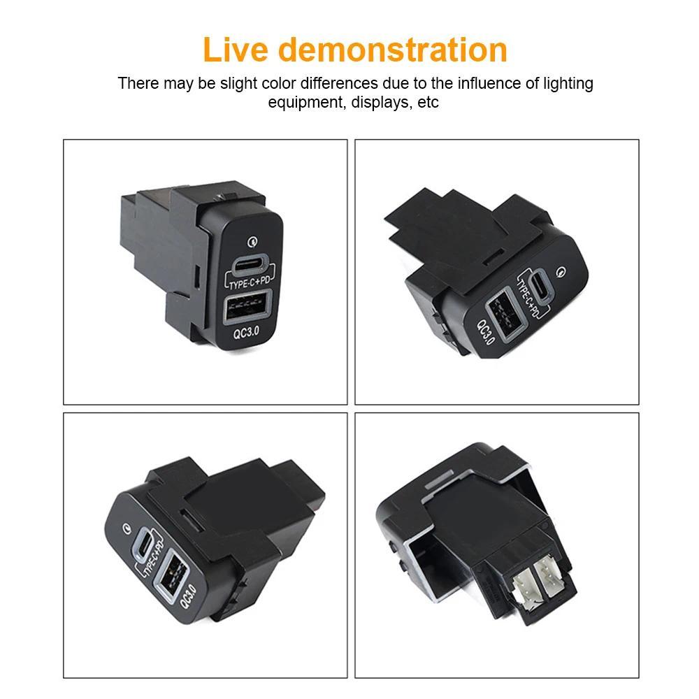 USB Xe Sạc Nhanh Type-C PD + Loại A Ổ Cắm Cho Mitsubishi Outlander Lancer EX Pajero Sport ASX V73 V93 V97 Sạc Điện Thoại
