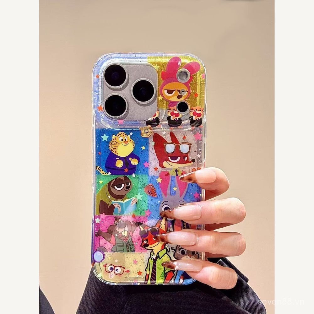 Ốp Điện Thoại Thích Hợp Cho iPhone 7 8 X XS XR XSMAX 11 12 13 14 15 16 17 Pro max Plus Air Sequins Judy Nick Với Giá Đỡ Xoay Vỏ Bảo Vệ Chống Sốc Bao Gồm Tất Cả 6TFC