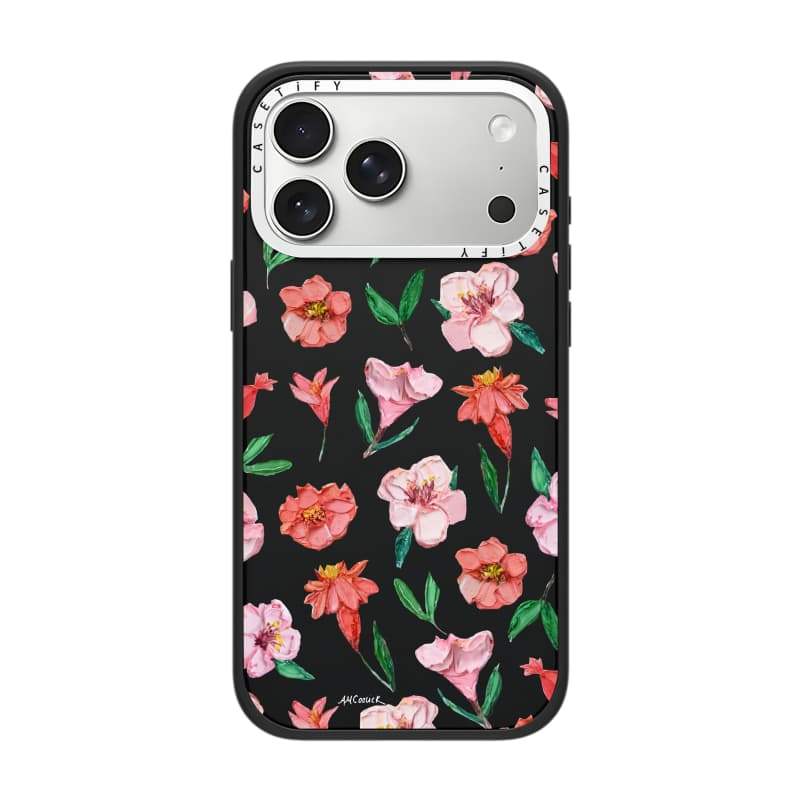 CASECASE X Peach & Coral Blooms Case White Camera Ring Edition Matte Đen Cứng Hút Từ Tính Tác Động Dành Cho Apple IPhone 13 14 15 16 17 Pro Max Air Plus Có Hộp