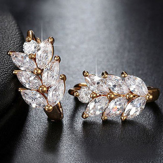 Bông tai lá zircon bạc S925, thiết kế thời trang đơn giản, quà tặng hoàn hảo cho nàng