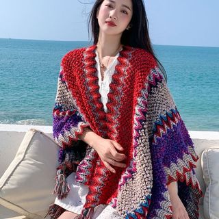 Khăn choàng dân tộc tua rua retro, phù hợp mùa thu đông