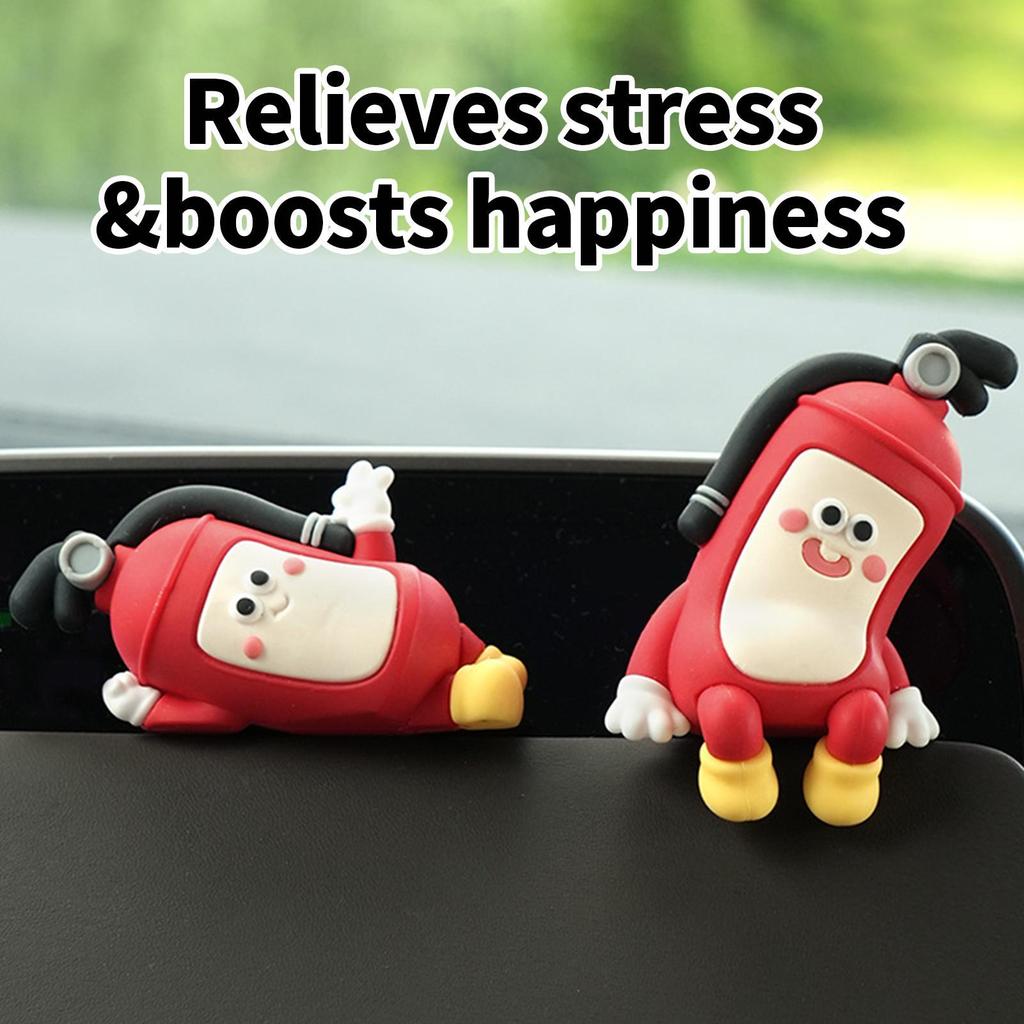 Car Interior Decor Cute Central Control Screen Ornament 4 Pieces Fire Extinguisher Shape Central Control Screen abrtedvn