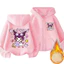 Kuromi Phim Hoạt Hình In Trẻ Em Zip Up Áo Lông Cừu Có Mũ Ấm Áp Dễ Thương Áo Khoác Thường Ngày
