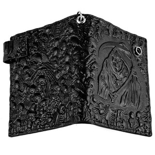 2024 Lớp đầu tiên Da bò Demon Skull Death Punk Rock Ví dây chuyền chống trộm ngắn