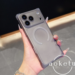 Thích hợp cho iPhone 17promax Ốp điện thoại vuông 17Air Apple 16pro bốn góc chống rơi 15pro Ốp mềm từ tính 13promax mờ trong suốt 16plus có vỏ màng ống kính