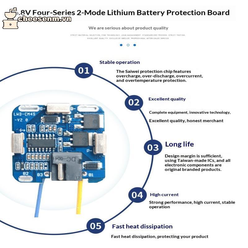 Bảng bảo vệ sạc pin Cheenm 16.8V MOS Bảng mạch MOS Bảng mạch sạc PCB Bảng bảo vệ khoan 4S Phụ kiện dụng cụ điện VN