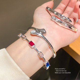 Châu Âu Mỹ ins Phong Cách Mới Kẻ Sọc Zircon Hình Học Khóa Vòng Tay Nữ