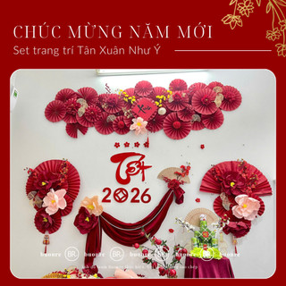 Set Nguyên liệu Trang Trí Tết Tân Xuân Như Ý Tặng kèm keodán-Decor nhà cửa, quán cà phê, lớp học DIY ANGIHOME