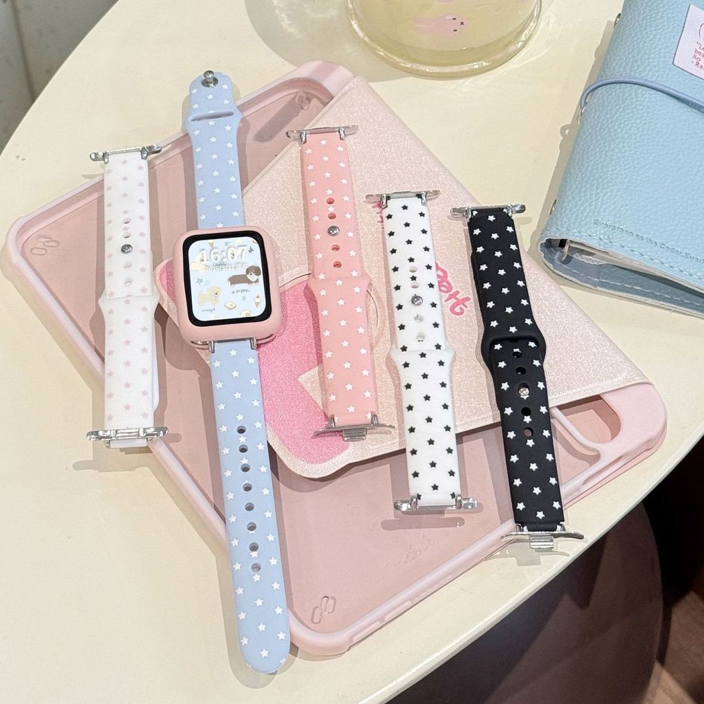 Dây đeo in hình ngôi sao cho Apple Watch Series 11 10 9 8 7 6 5 4 3 Dây đeo silicon chống nước mềm 46mm 42 45 44 41 40 38 mm