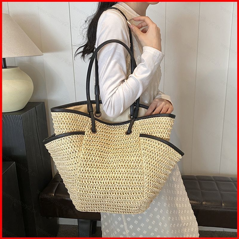 GC2 Túi tote dung tích lớn dành cho nữ đi biển phong cách kỳ nghỉ lười biếng túi đeo vai mới handmade dệt CG2