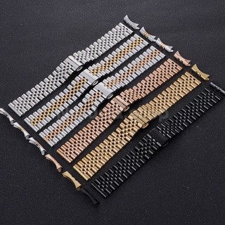 12-22mm Thép Không Gỉ Dây Đeo Đồng Hồ Cho Doanh Nghiệp 5 Hạt Cong Đầu Kim Loại Dây Đeo Đồng Hồ Nam Nữ Thay Thế Đồng Hồ Đeo Tay Dây Đeo Tay