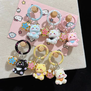 Móc khóa Kitty hoạt hình dễ thương có chuông quyến rũ cho phụ kiện túi xách