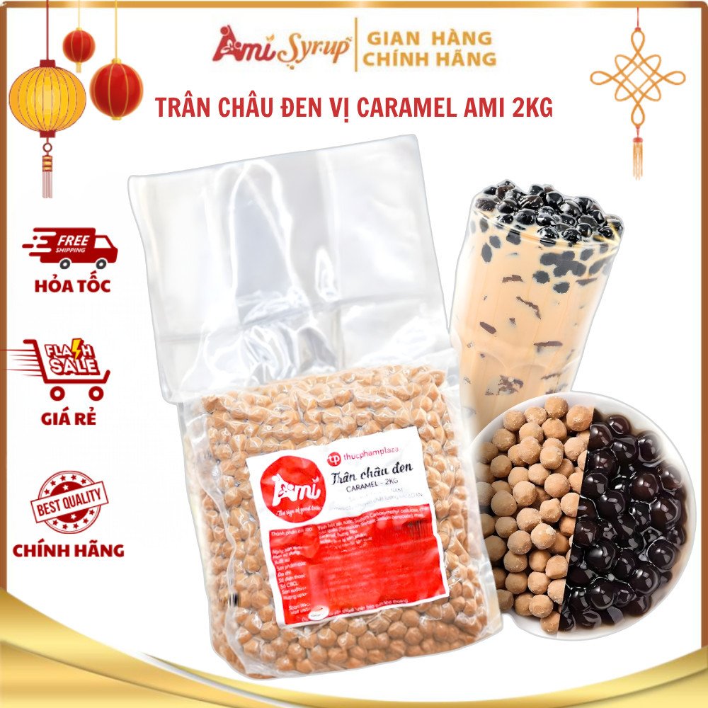 Trân Châu Đen Vị Caramel Ami 2kg, Topping Dẻo Dai Thơm Ngon Không Bị Vỡ, Hàng Chất Lượng Cao