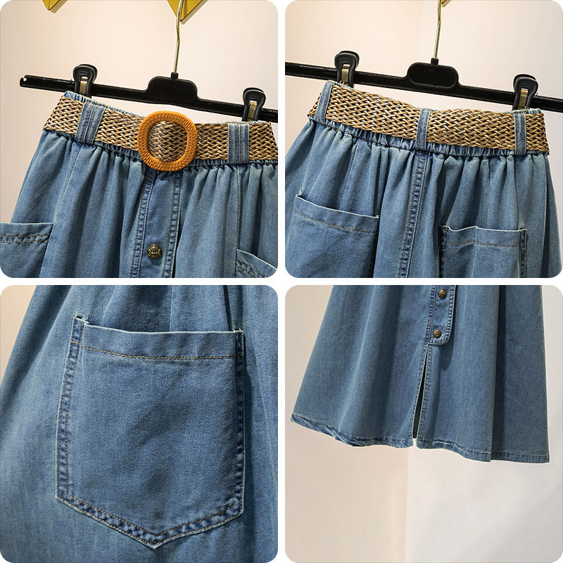 Váy mỏng nhẹ, chiều dài phù hợp với quần jeans, giúp tôn dáng eo nữ tính