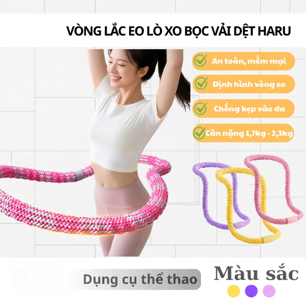 Vòng Lắc Eo Lò Xo Bản Xịn Bọc Vải Dệt - Giảm Calo Hiệu Quả, Eo Thon ,Gọn dáng