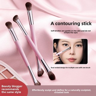 Bàn chải mỹ phẩm hai đầu Phấn nổi bật Bàn chải phấn má hồng Mũi bóng hồ sơ Bàn chải trang điểm mắt đa chức năng di động