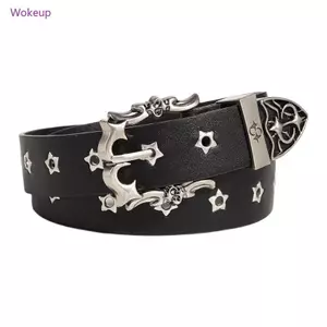Thắt lưng Gothik Punk dành cho nữ, có thể điều chỉnh, kèm dây chuyền kim loại detachable và đính đá