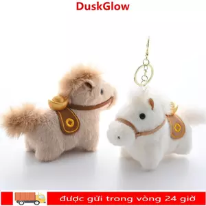 Móc khóa ngựa sang trọng DUSKGLOW, Mặt dây chuyền ngựa sang trọng tóc dài Yuanbao Pony, Mặt dây chuyền túi ngựa mềm 10cm