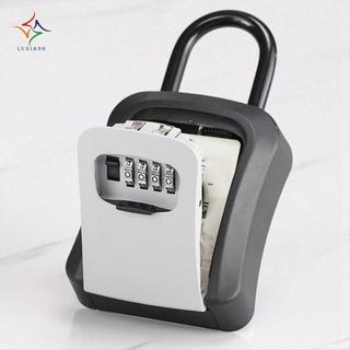[luxiang.vn] Hộp đựng chìa ngoài trời chống nước, mã 4 số, dây thép, dễ lắp đặt, màu đen