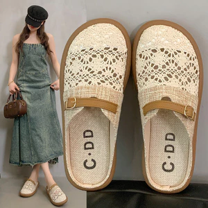 Lanh Baotou Nửa Dép Nữ Mùa Hè Ngoài Mặc Phù Hợp Với Giày Sandal Thoáng Khí Dép Slip-On Birkenst