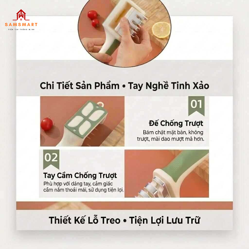 Dụng Cụ Mài Dao Kéo 3 Giai Đoạn – Cầm Tay Tiện Lợi, Mài Nhanh Sắc Bén, Đa Năng