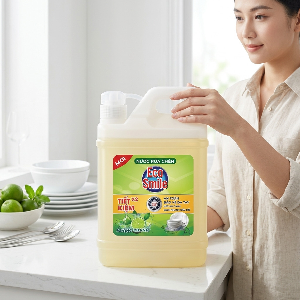 Nước rửa chén diệt khuẩn,Nước rửa chén khử mùi tanh,Nước rửa chén đậm đặc，Nước rửa chén không hại da tay ECO Smile