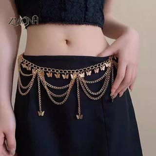 Dây thắt lưng nữ thời trang dạng bướm bụng từ kim loại, đa dạng layer, trang trí cơ thể đẹp mắt