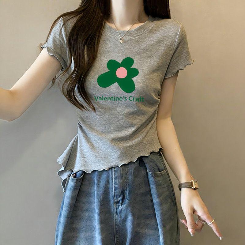 Áo thun ngắn tay nữ style Hàn Quốc, thiết kế độc đáo, form slim-fit