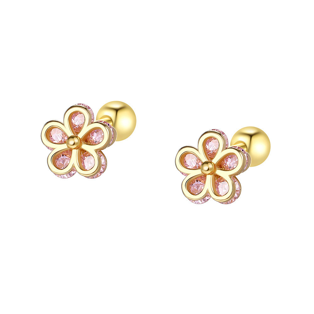 Bông tai hoa zircon đơn giản bạc s925