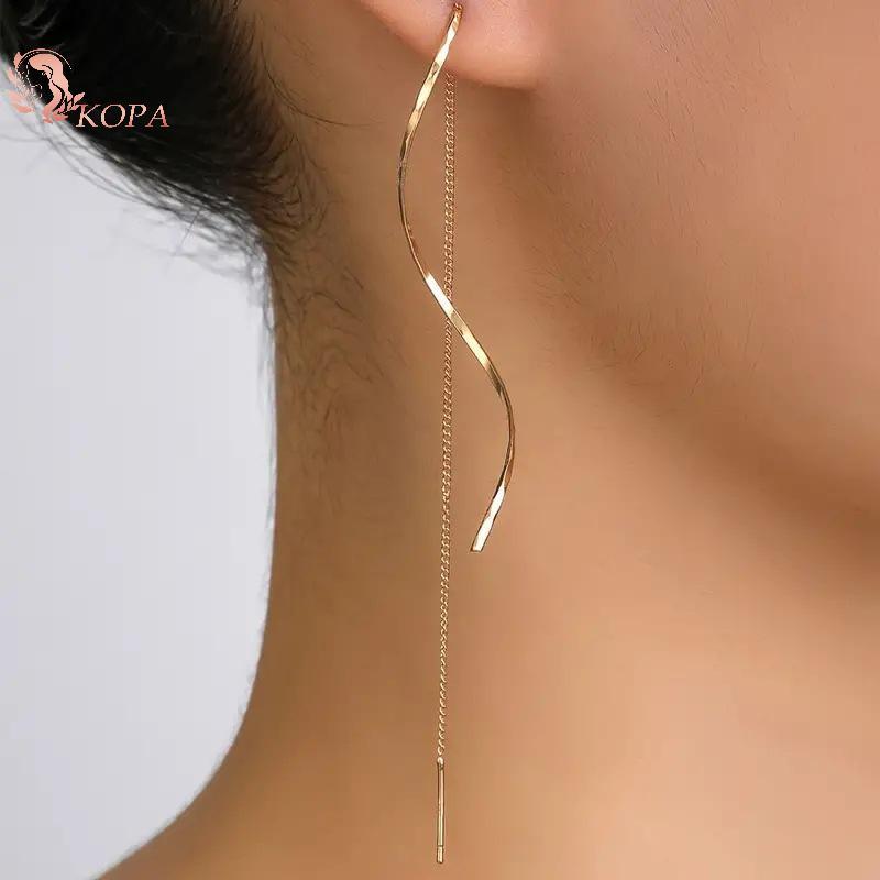 KOPA Bộ 2 Earring Dài Sóng, Phụ Kiện Trang Sức Thời Trang Cho Tiệc