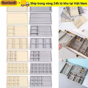 Khay trưng bày vòng cổ BAMBOOB, Hộp lưu trữ trang sức nhung nhung có thể xếp chồng lên nhau, Hộp sắp xếp trưng bày ngăn kéo Vòng cổ vòng tay
