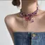 Mặt Dây Chuyền Nữ Phong Cách Retro Màu Tím Với Tua Rua Mát Mẻ