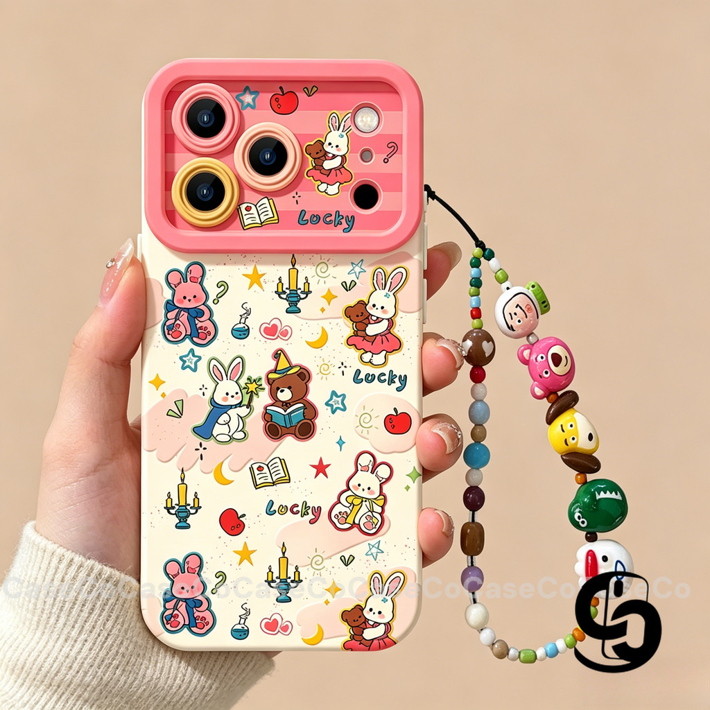 Ốp Lưng Cho Iphone 17 16 12 11 15 13 14 Pro Max 17Air XR 8 16 7 15 Plus XS X Max SE Vỏ vòng tay thỏ hoạt hình dễ thương