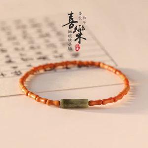 Vòng tay nữ từ đá Shoushan và ô liu, thiết kế văn học