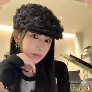 Mũ nồi hoa hồng CheeseLy - Mũ len mỏng thoáng khí, phù hợp mùa xuân hè và phong cách Gatsby