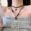 Tính khí cổ điển Gothic với mặt trăng đỏ và hạt da, dây chuyền thời trang cho nữ