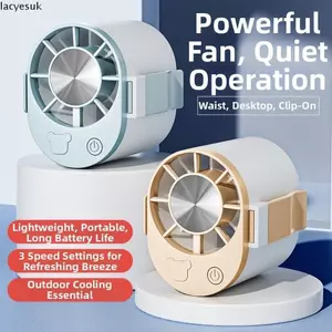 Quạt cầm tay cầm tay LACYESUK, Quạt xe đẩy sạc USB 3 tốc độ có thể điều chỉnh, Kẹp Mini Hoạt động yên tĩnh Ô cầm tay treo eo bàn