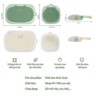 Thớt nhựa kháng khuẩn  Moli-food cao cấp có móc treo chống trượt chống ẩm mốc dễ vệ sinh