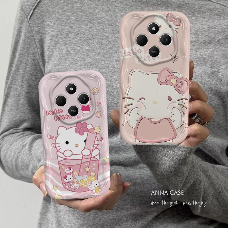 Vỏ Cho Redmi 14C POCO C75 Phim Hoạt Hình Kem Cặp Đôi Mèo Mềm TPU 3D Sóng Silicon Vỏ Điện Thoại