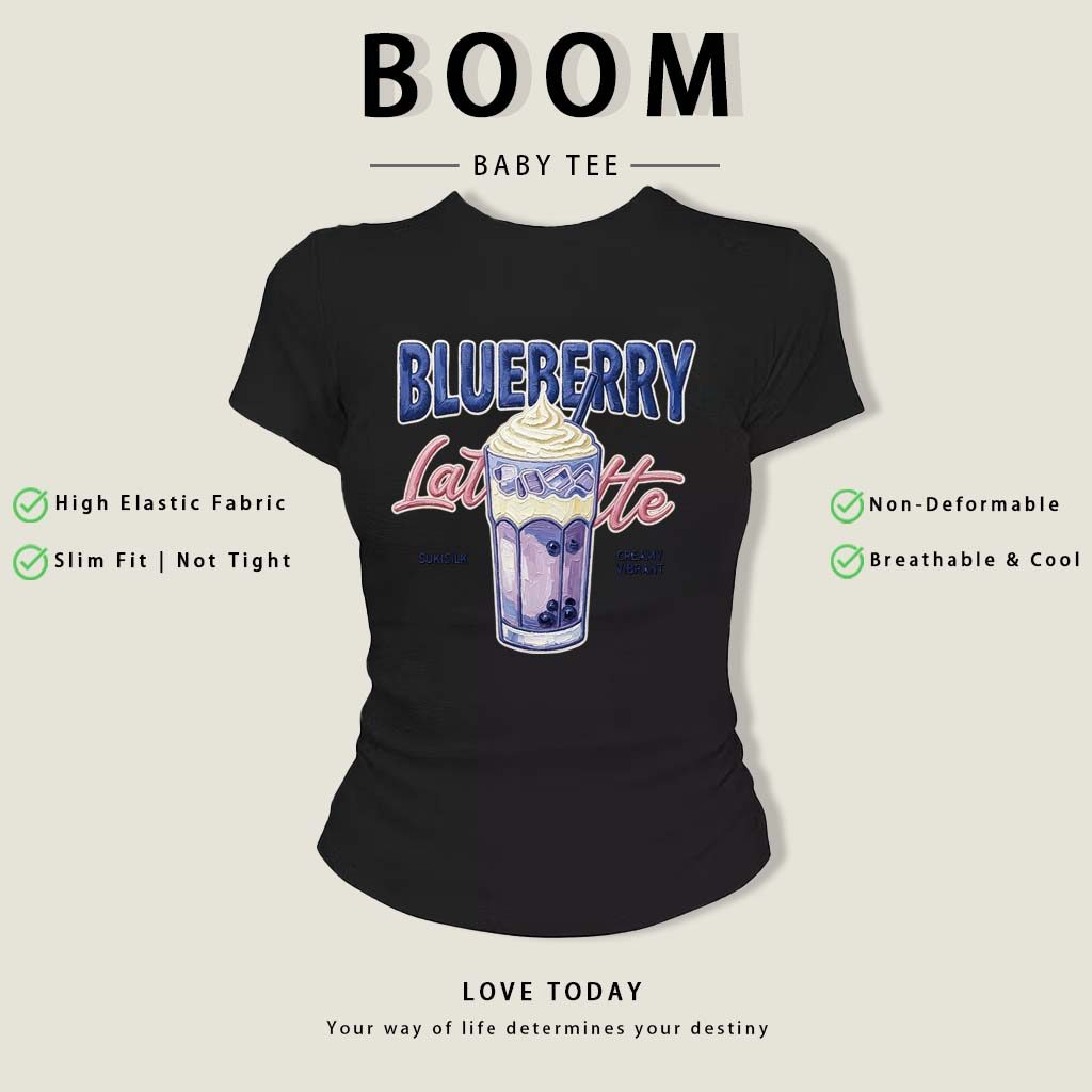 BOOM Áo thêu Baby Tee Nữ Cotton Ôm Body-Áo Thun Ngắn Tay Y2K In Hình PhongCách Mùa Hè, Cổ Tròn Hàng Đầucách hàn phong 08