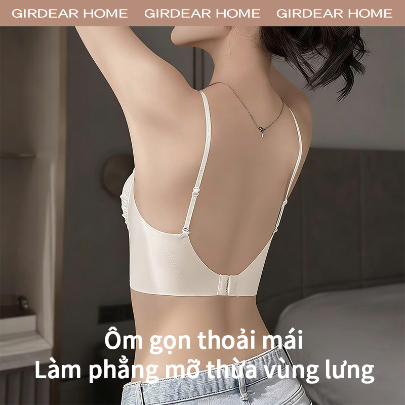 Girdear Home thoáng khí áo lót Áo Bra Bandeau Mùa Hè Mỏng Đường May Liền Push Up Dây Spaghetti Dành Cho Ngực Nhỏ, Áo Cami Liền Thân Dạng Ống,GH64