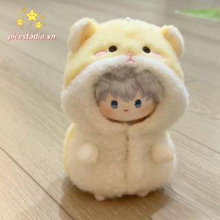 Quần áo búp bê PICESTADIO, Bộ đồ ngủ thu nhỏ 10cm màu vàng, Trò chơi thay đổi dễ thương Phim hoạt hình lông Hamster Doll Bộ đồ liền quần sang trọng