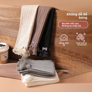 Quần Trẻ Em Mùa Xuân Thu Quần Legging Bé Gái Ren Đến Mắt Cá Chân Quần Cho Bé Mở Đáy Quần Chống Đóng Quần Ren